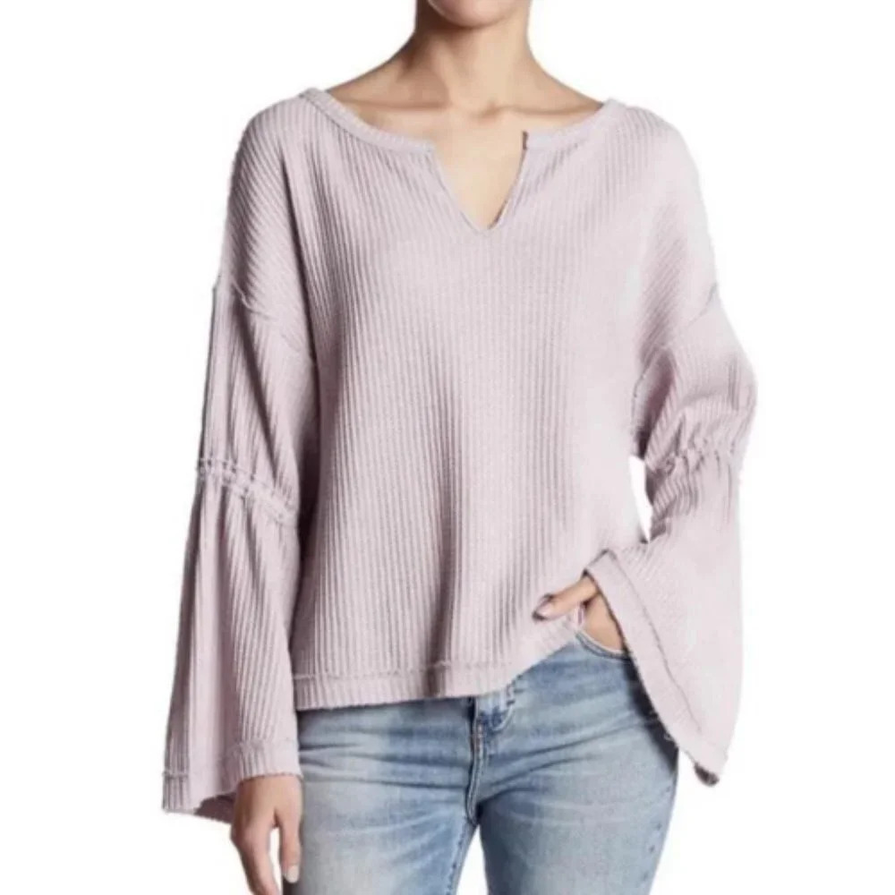 Free People We The Free People Dahlia Bell Sleeve Waffle Knit 29145